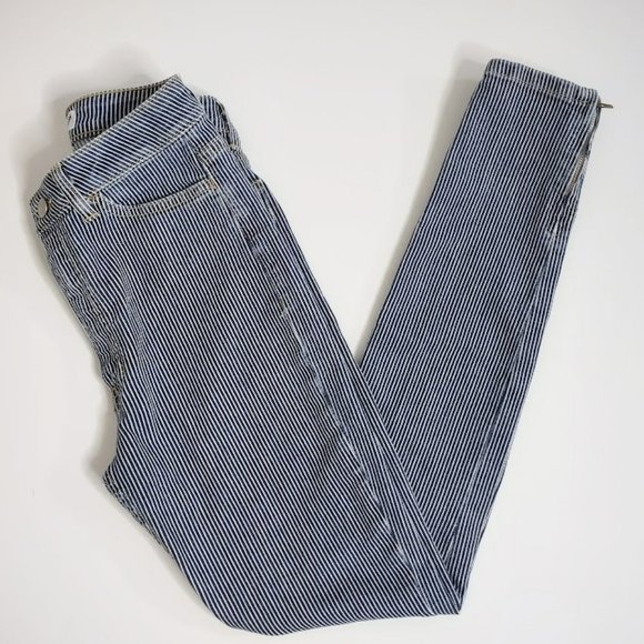American Apparel Denim - American Apparel High Waisted Striped Jeans